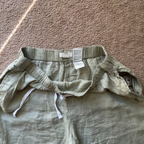 H&M Pants Womens XL 36x28 High Rise 100% Linen Tapered Leg Ankle Pockets - Picture 4 of 13